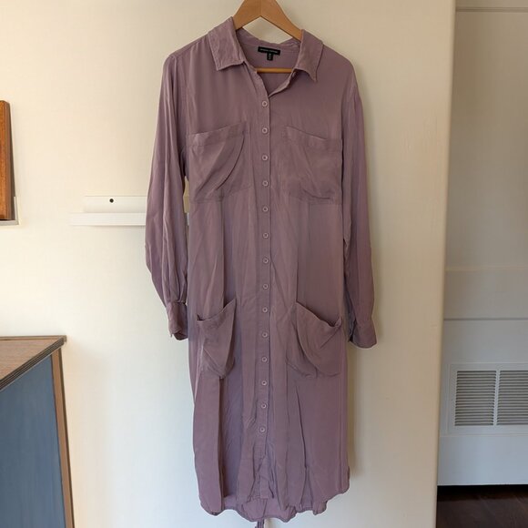 Universal Standard Michelle Cupro Women's Shirt Dress w Belt & Pockets XS 10-12 - Picture 6 of 7